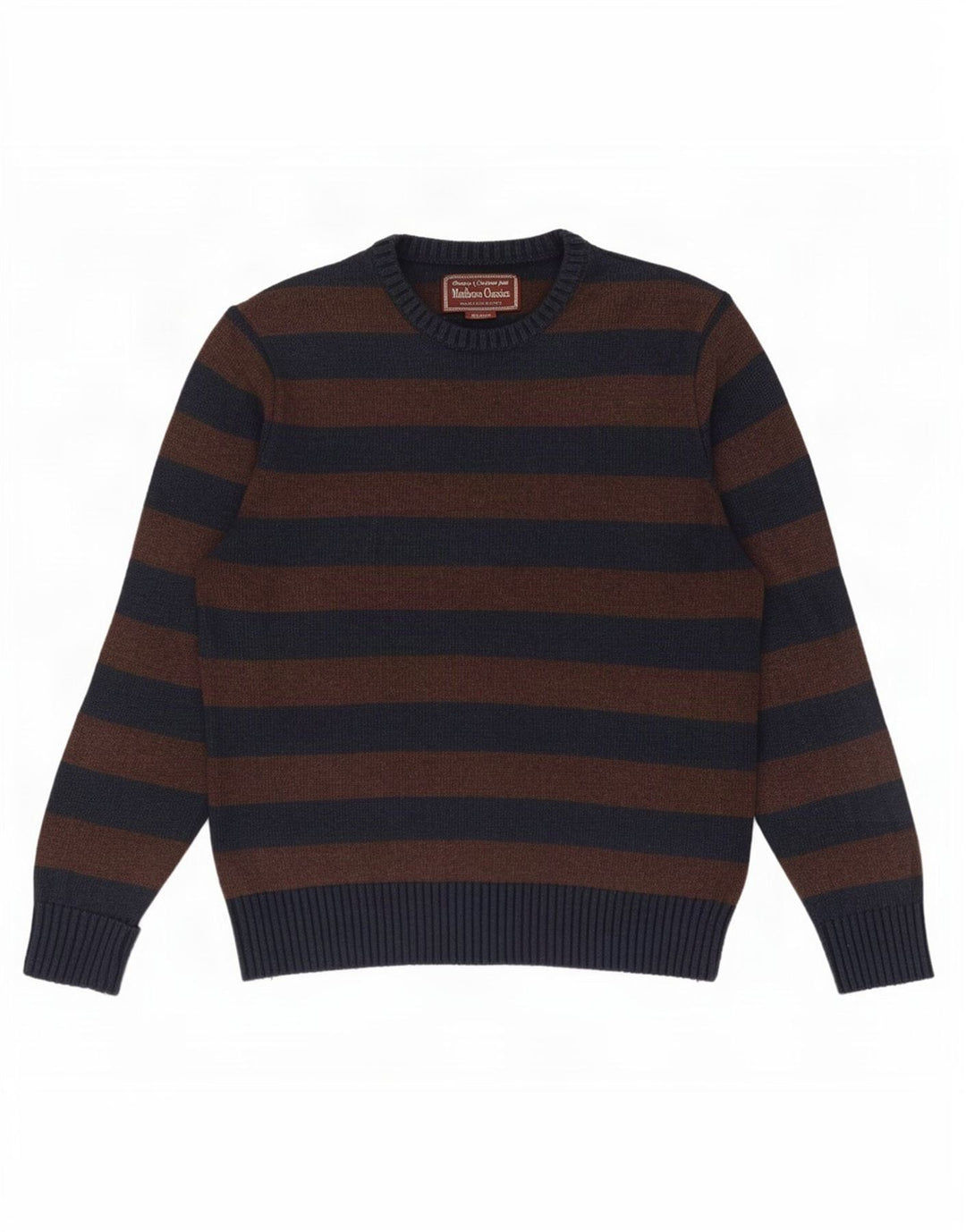 Marlboro Classics Maglione girocollo da uomo UK 14 Marrone medio a righe