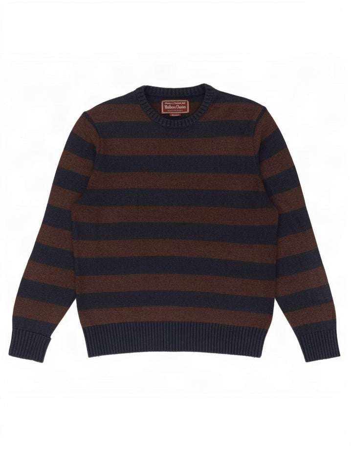 Marlboro Classics Maglione girocollo da uomo UK 14 Marrone medio a righe