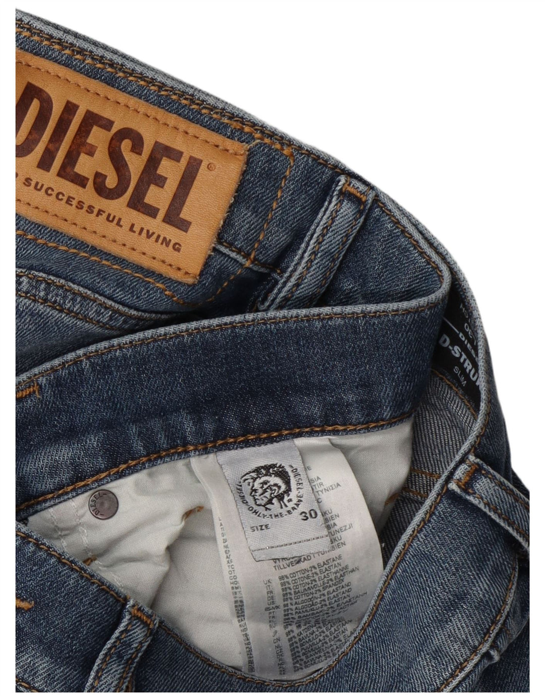 Jeans slim elasticizzati da uomo Diesel W30 L30 in cotone blu