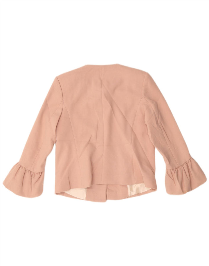 Zara Damen Crop 2 Button Blazer Jacke UK 10 Small Pink Polyester