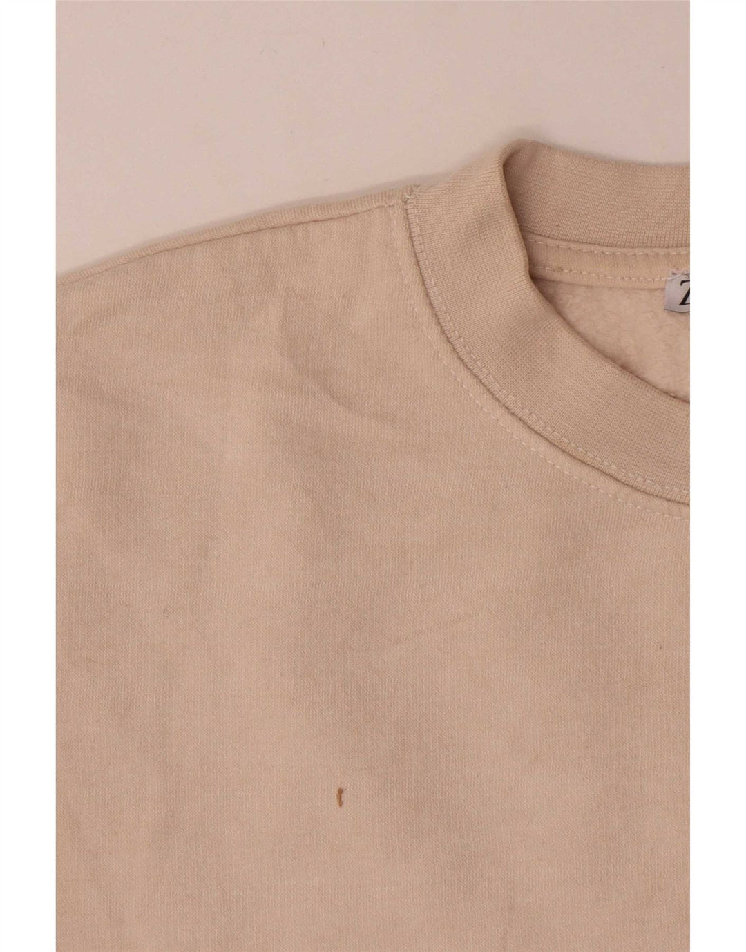 Zara Womens Crop Sweatshirt Jumper UK 14 Medium Off White Cotton