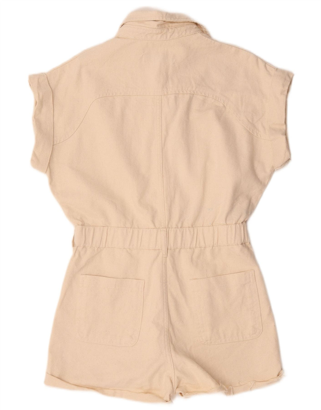 Zara Womens Denim Playsuit UK 14 Medium Beige Cotton