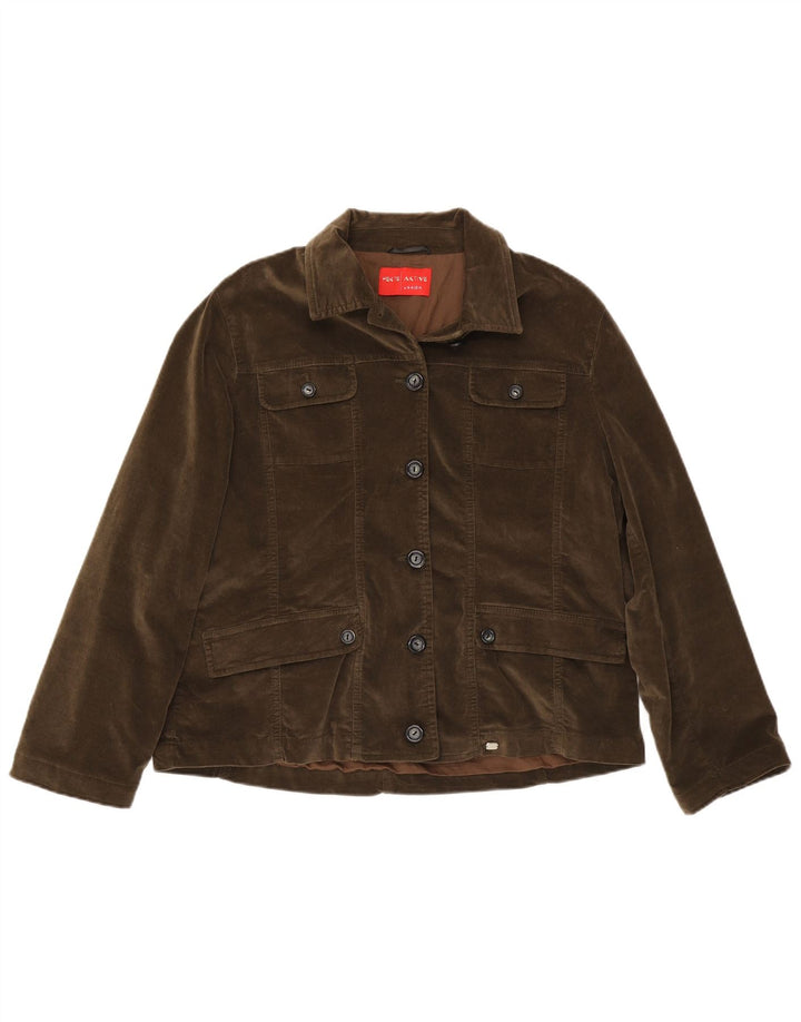 Perte by Krizia Womens Utility Jacket UK 22 3XL Brown Cotton