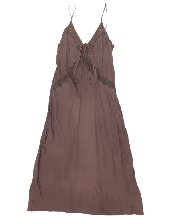 Zara Damen Maxi-Slip-Kleid UK 12 Mittelgraue Viskose