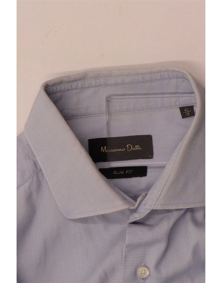 Massimo Dutti Mens Slim Fit Shirt Size 41 16 Large Blue