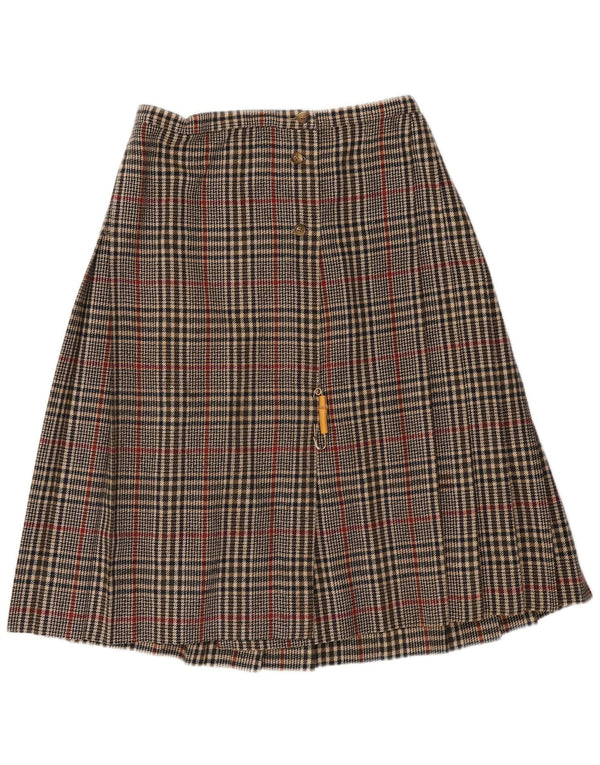 Vintage damska plisowana spódnica w kształcie litery A UK 12 Medium W30 szara krata