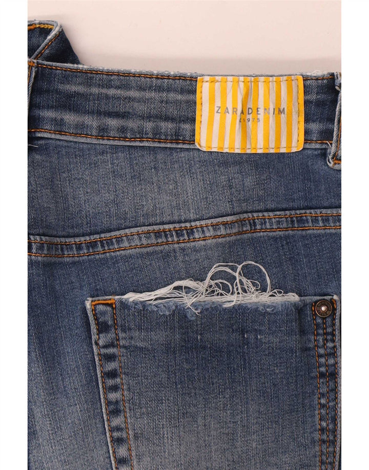 Zara Womens Distressed Skinny Jeans W28 L27 Blue
