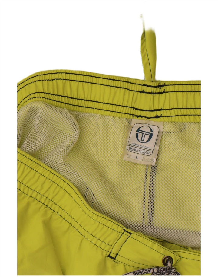 Sergio Tacchini Herre grafiske badeshorts store grønstribede polyester