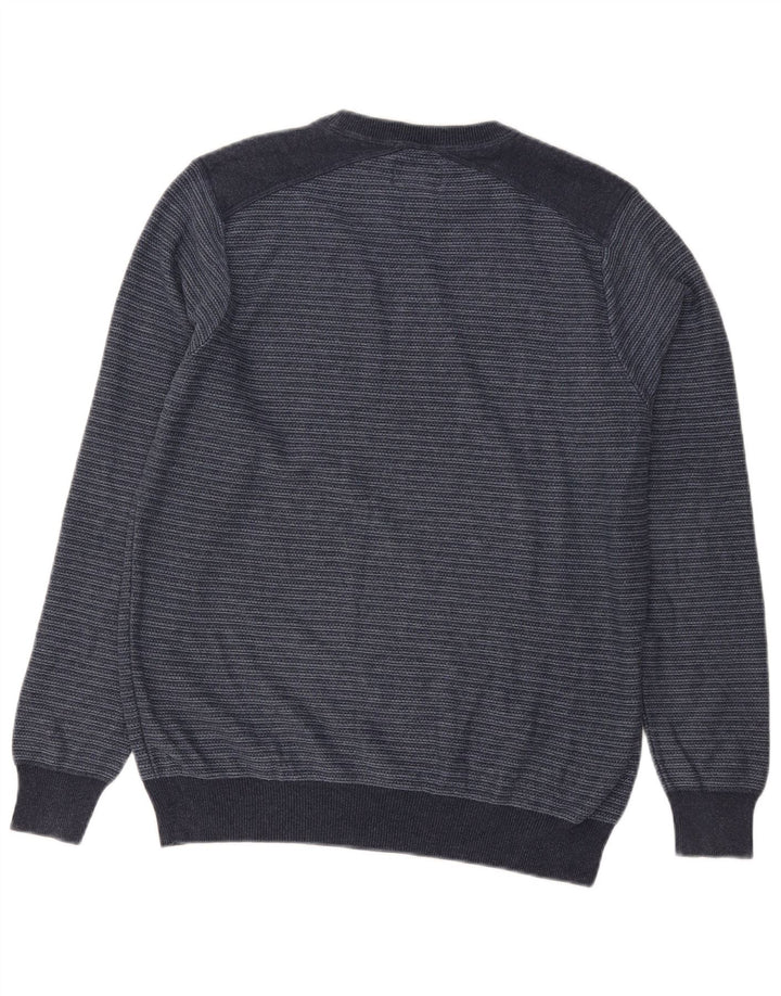 Marks & Spencer Mens Crew Neck Jumper Sweater Medium Navy Blue Striped