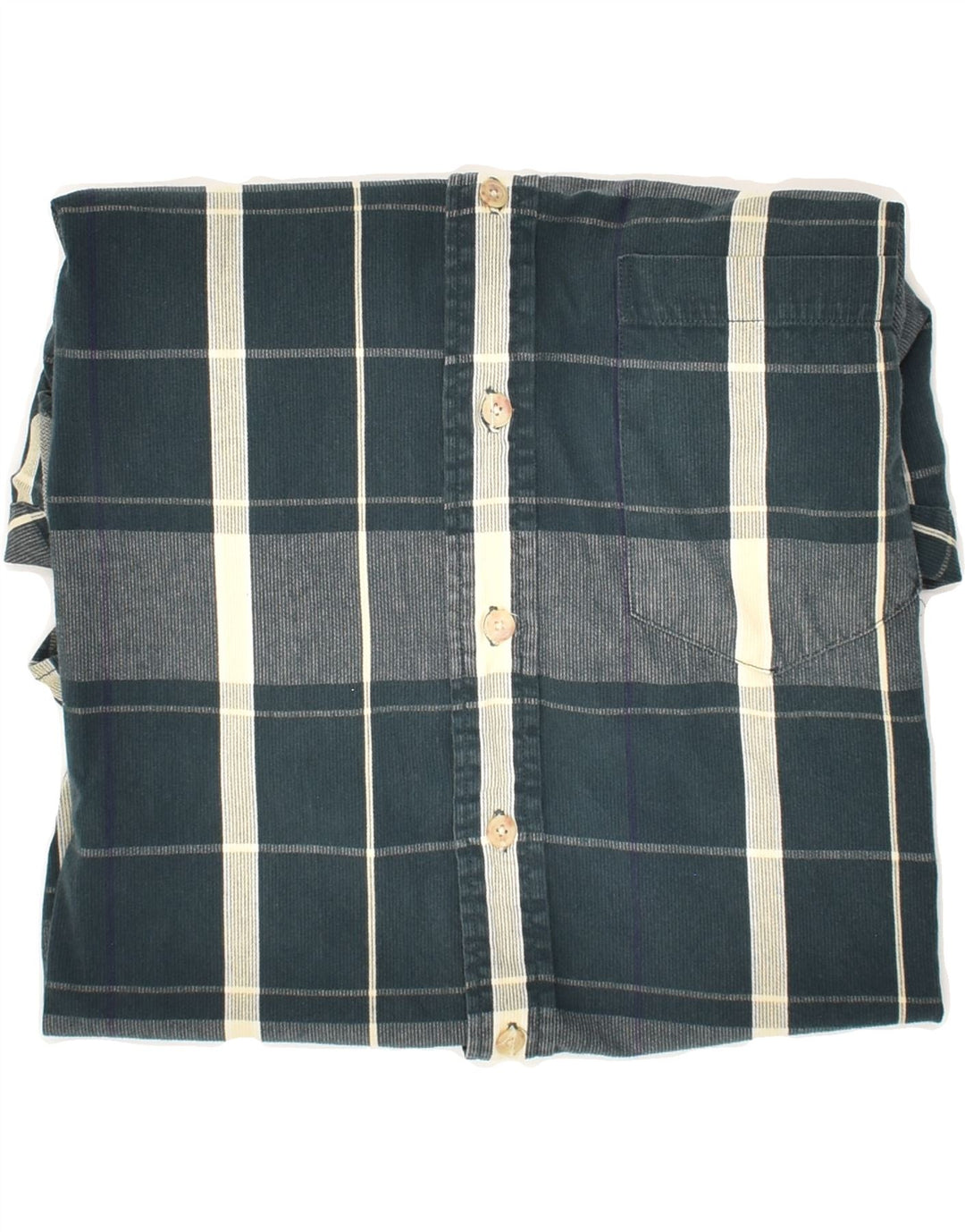 VINTAGE Mens Shirt Medium Navy Blue Check Cotton Vintage Vintage and Second-Hand Vintage from Messina Hembry 