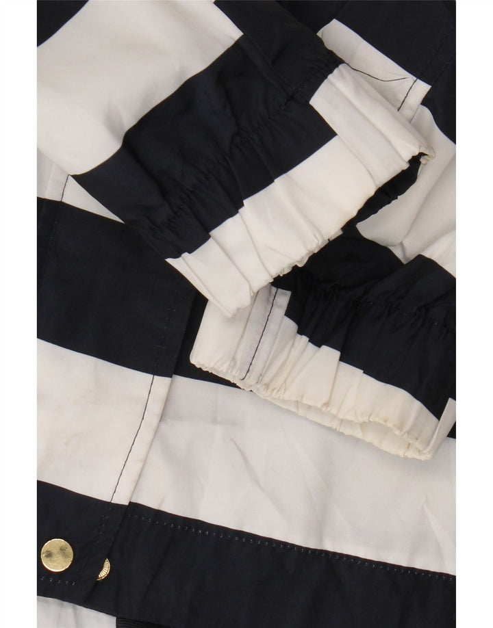 Giacca antipioggia con cappuccio da donna Zara UK 14 poliestere a righe blu navy medio