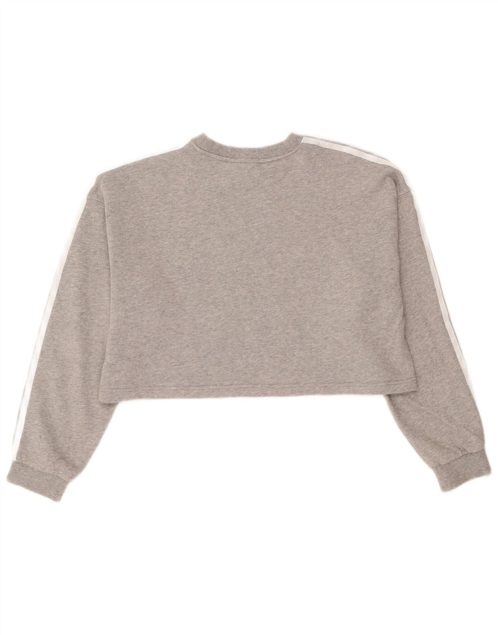 Adidas Womens Crop Oversized Sweatshirt Jumper UK 8 Small Grey Cotton