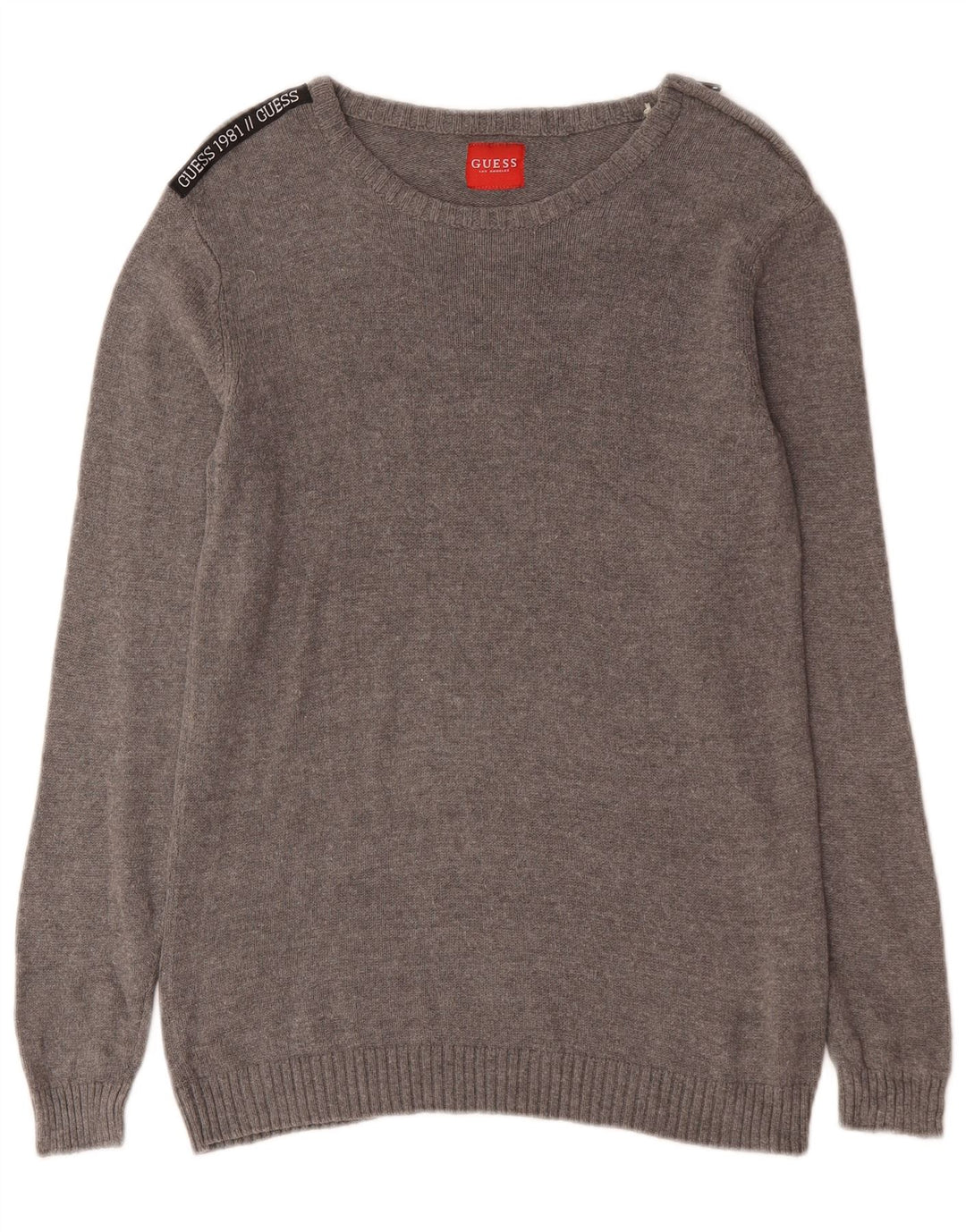 Guess Mens Boat Neck Jumper Sweater Small Grey Cotton