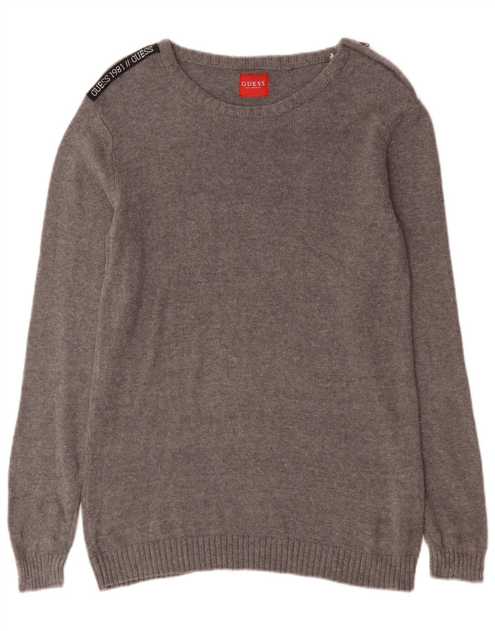 Guess Mens Boat Neck Jumper Sweater Small Grey Cotton