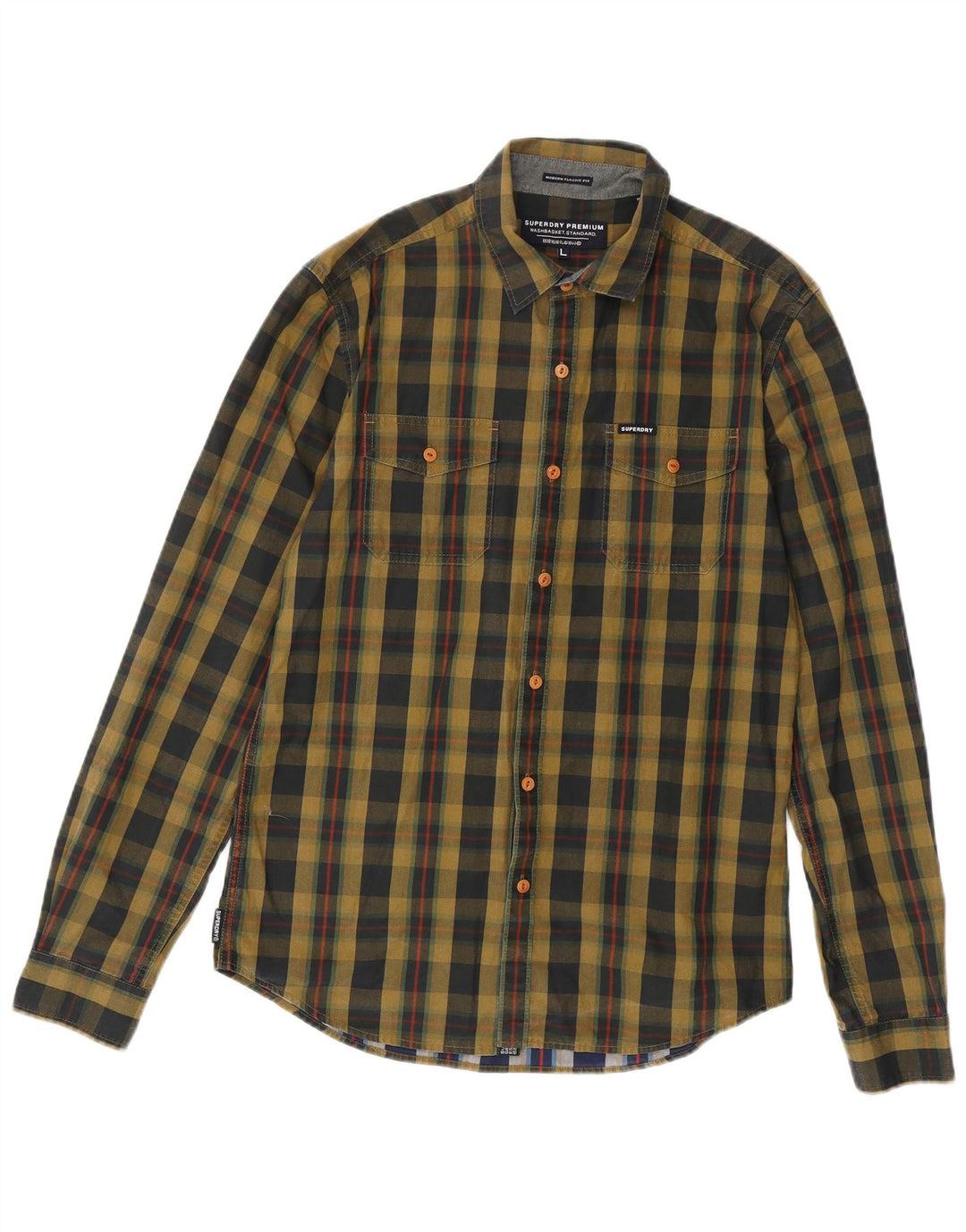 Superdry Herrenhemd, großes Khaki-Karomuster