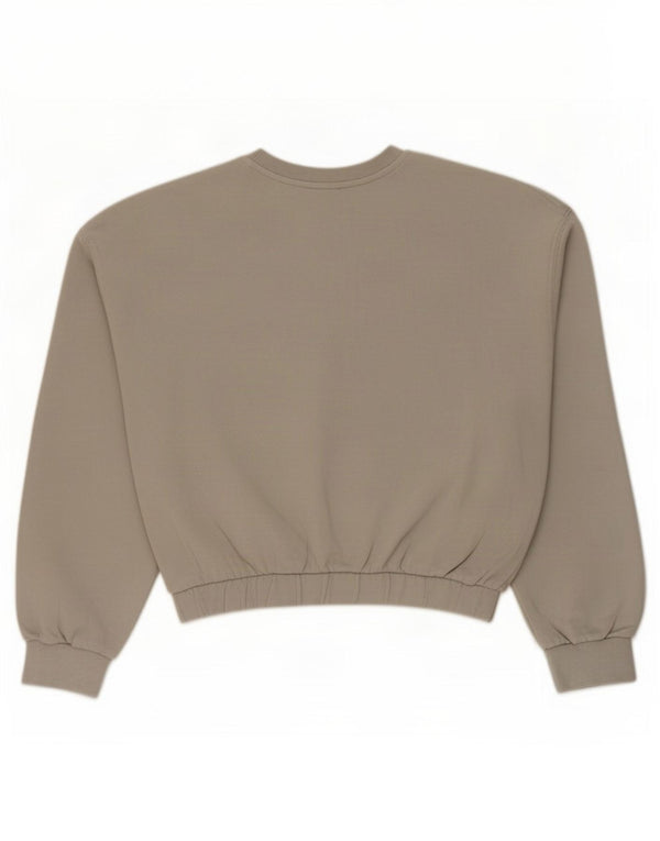 Zara Damen Crop Sweatshirt Pullover UK 16 Large Graue Baumwolle