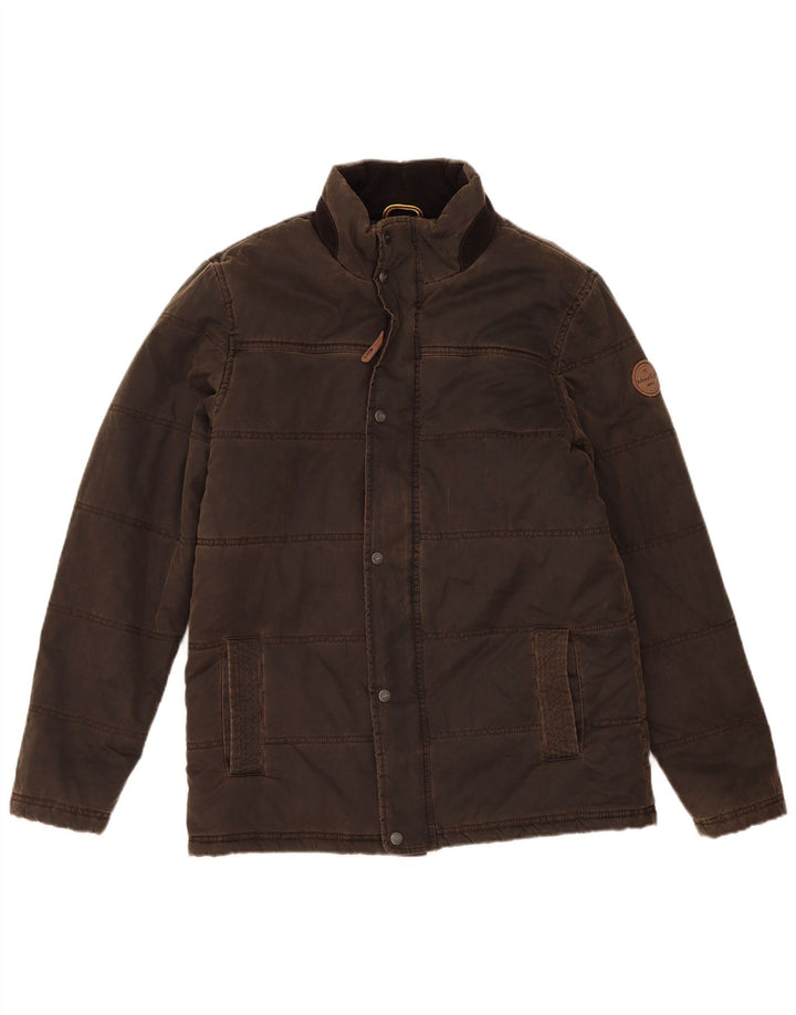 Weird Fish Mens Padded Jacket UK 38 Medium Brown Polyester