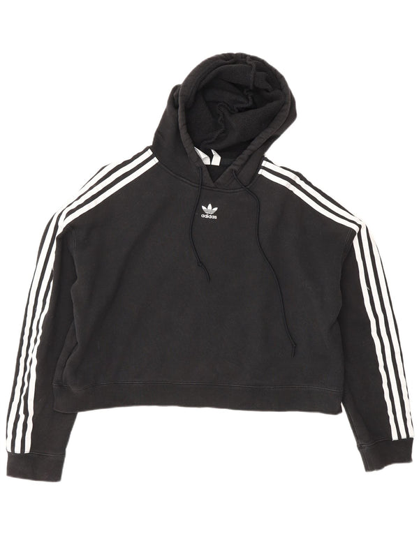 Felpa con cappuccio oversize da donna Adidas UK 12 cotone nero medio