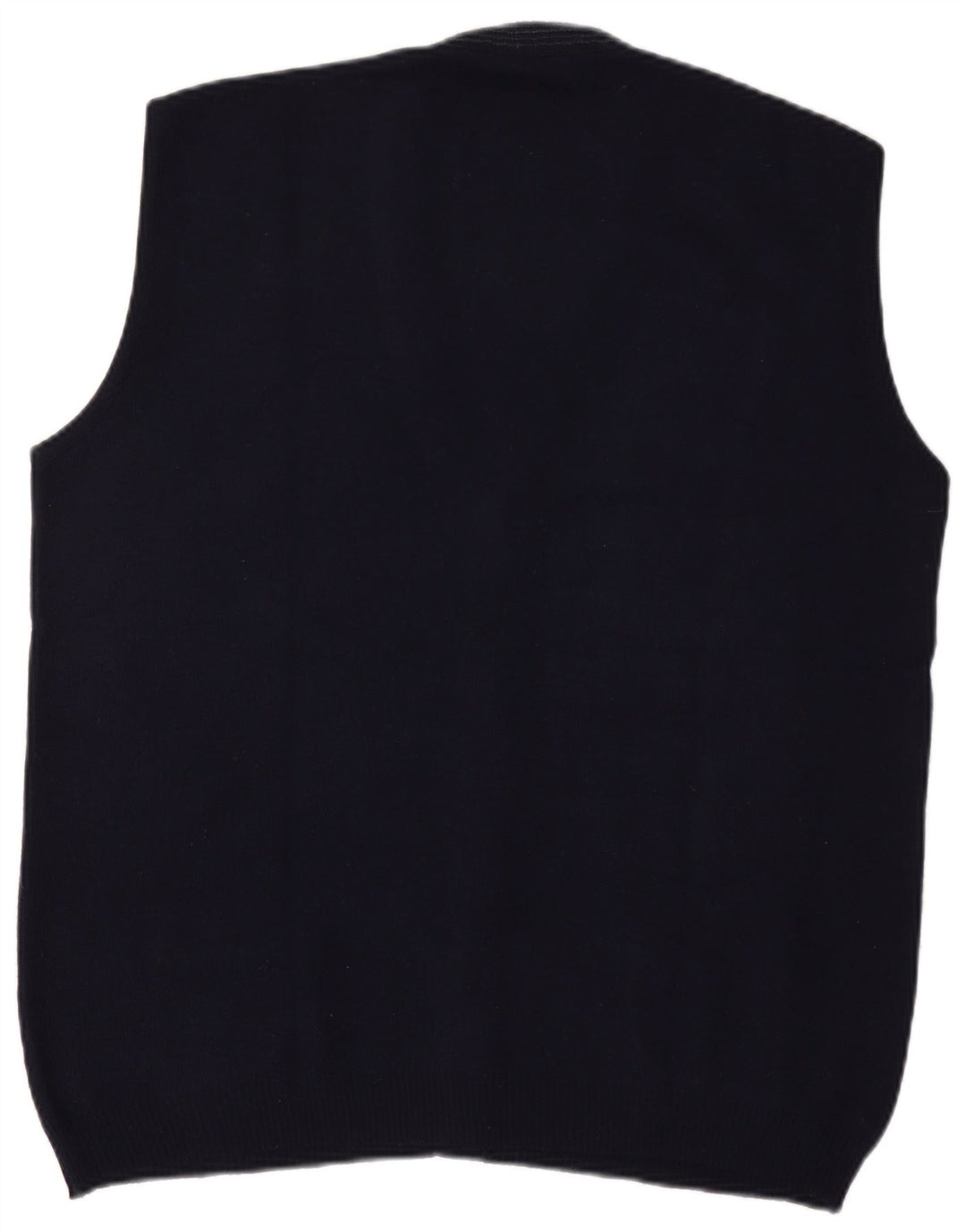 Bernardini Mens Sleeveless Cardigan Sweater Large Navy Blue Check Wool