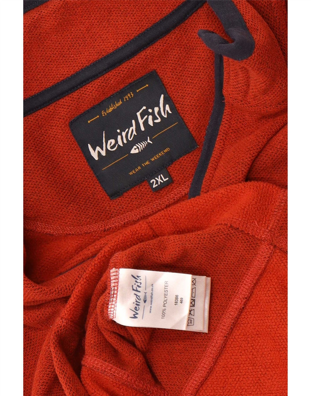 Weird Fish Mens Zip Neck Fleece Jumper 2XL Maroon Colourblock Polyester