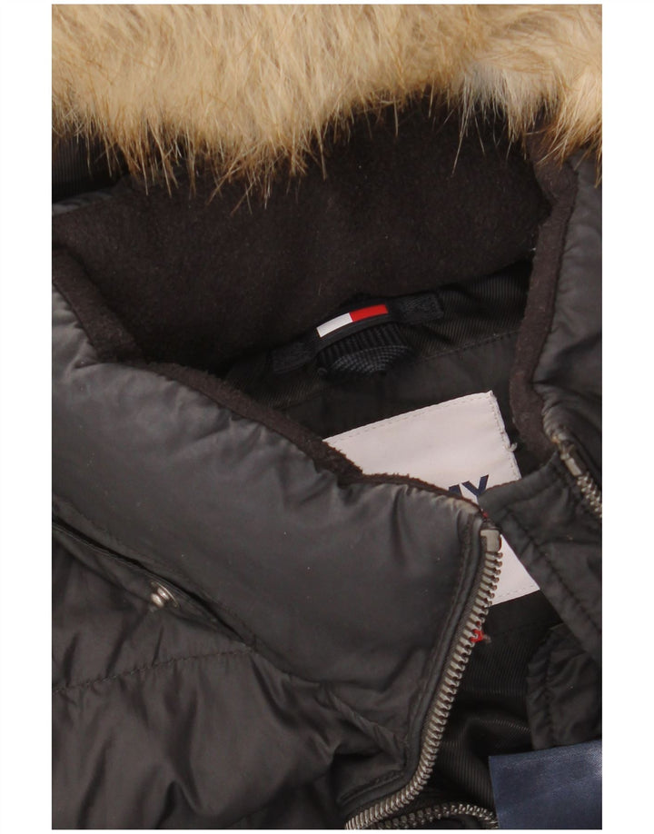 Tommy Hilfiger Womens Hooded Padded Coat UK 10 Small Black Polyester