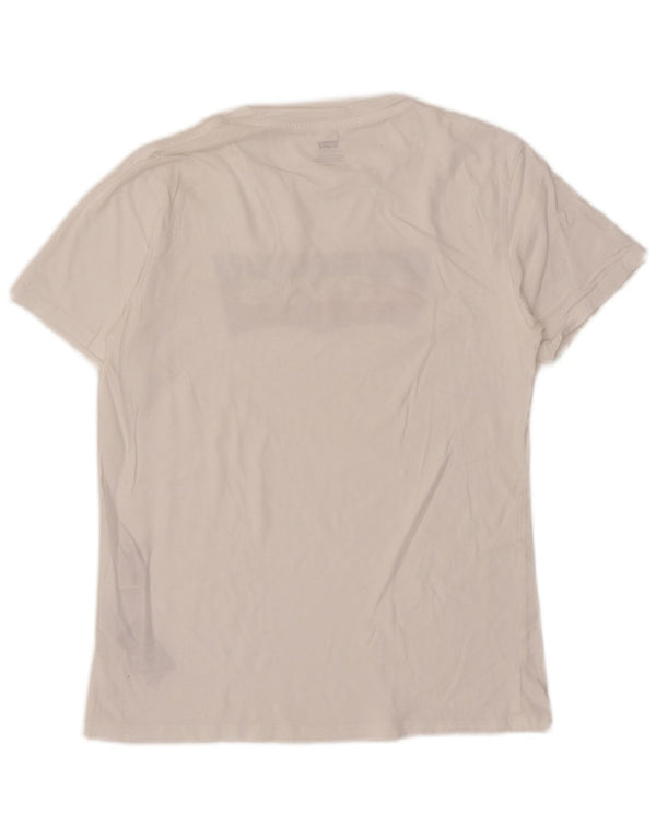 Levi's Damen-T-Shirt mit Grafik, UK 10, Größe S, weiße Baumwolle