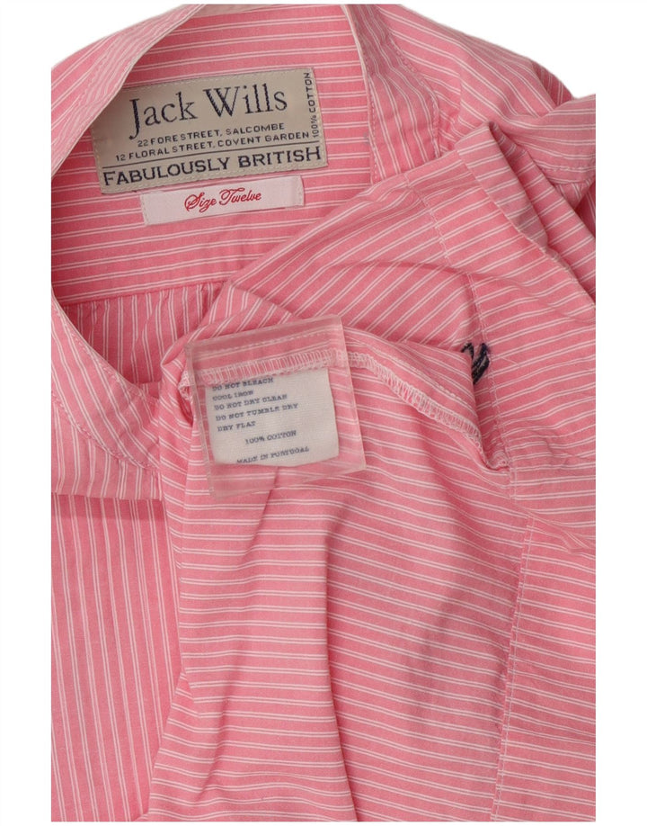 Cămașă pulover cu mânecă scurtă Jack Wills pentru femei UK 12 Medium roz cu dungi