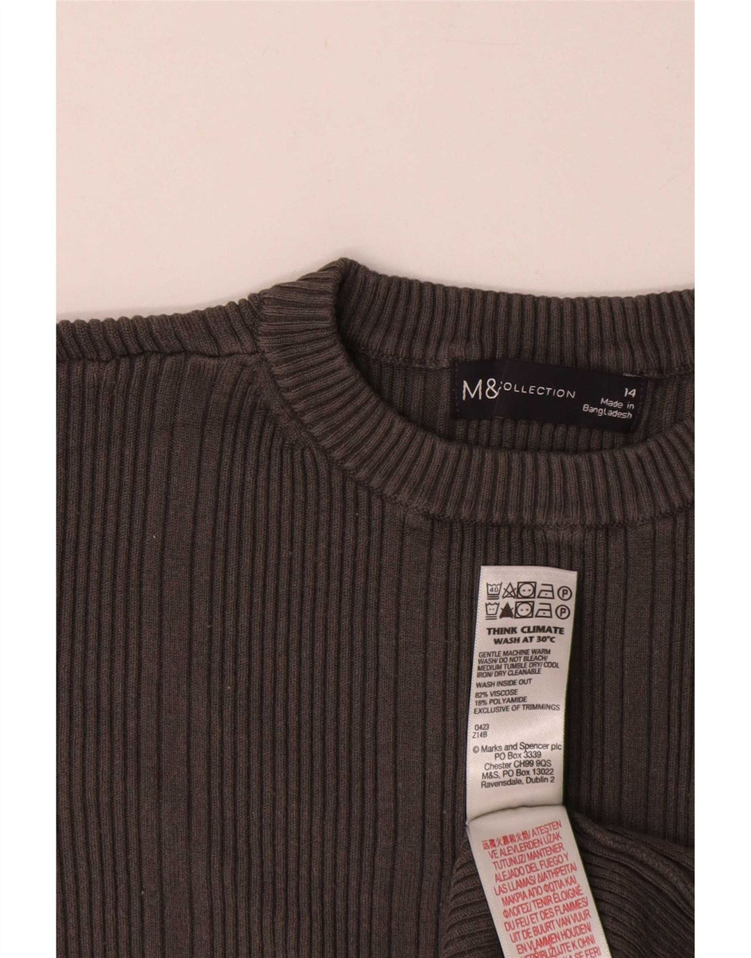 Marks & Spencer Dametop Langærmet UK 14 Medium Grey Viscose