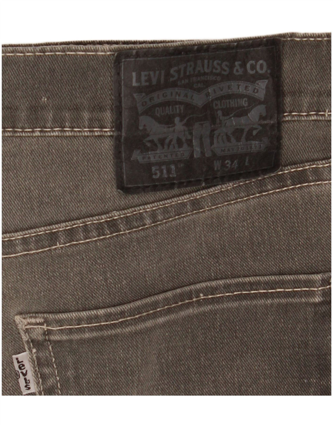 Pantaloncini di jeans da uomo Levi's W34 Large in cotone grigio