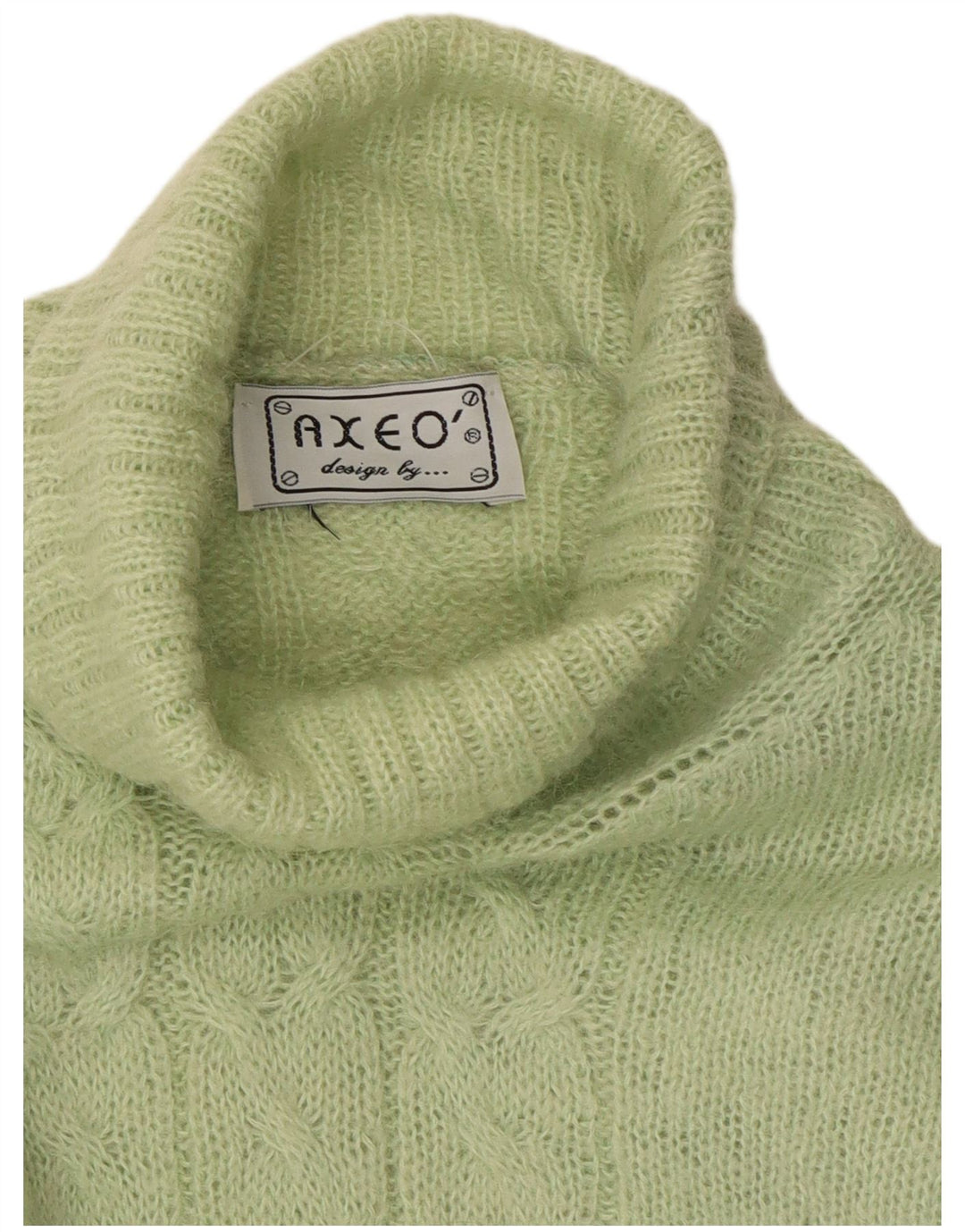 Vintage Womens Crop Roll Neck Jumper Sweater UK 14 Medium Green