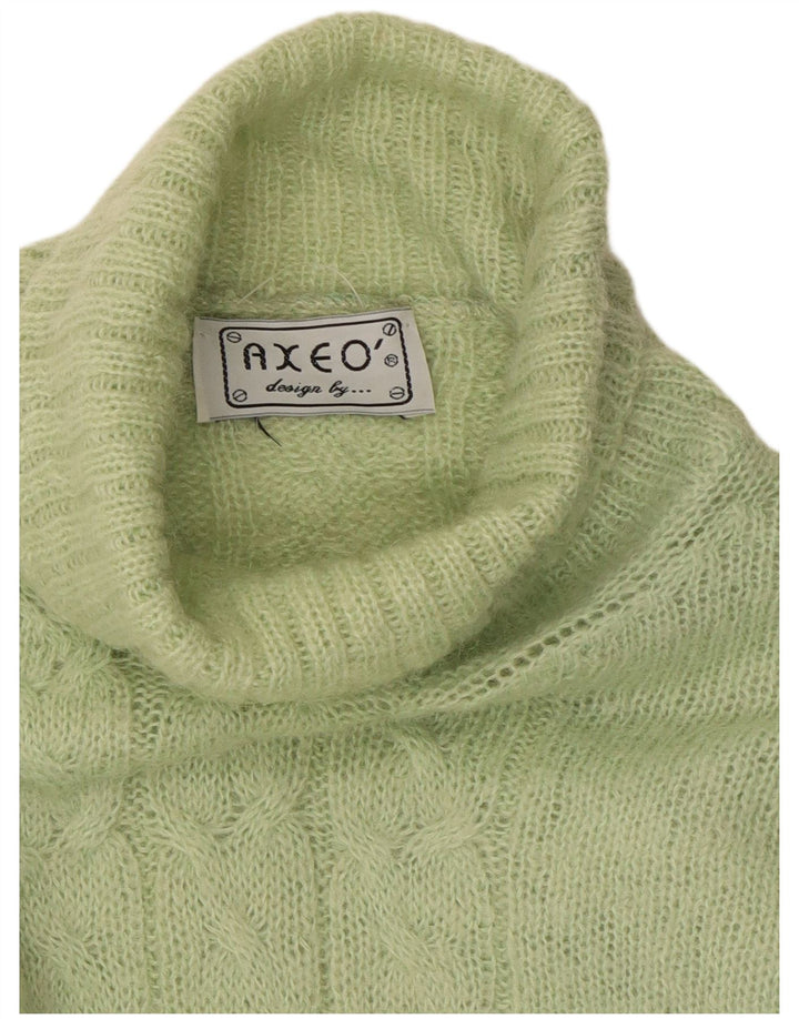 Vintage Womens Crop Roll Neck Jumper Sweater UK 14 Medium Green