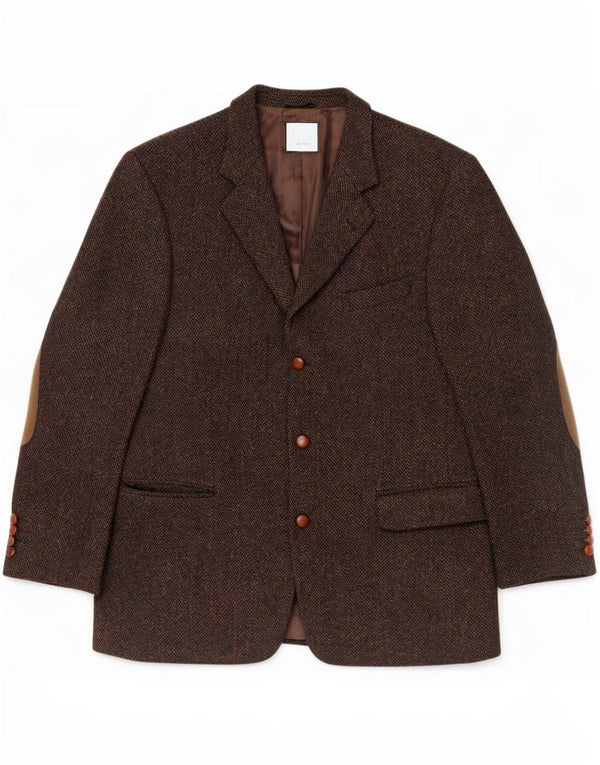 Harris Tweed Veste blazer à 3 boutons Mario Barutti pour homme IT 50 Large Marron