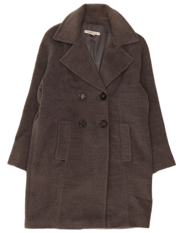 Γυναικείο παλτό Marella με διπλό στήθος UK 14 Large Grey Wool