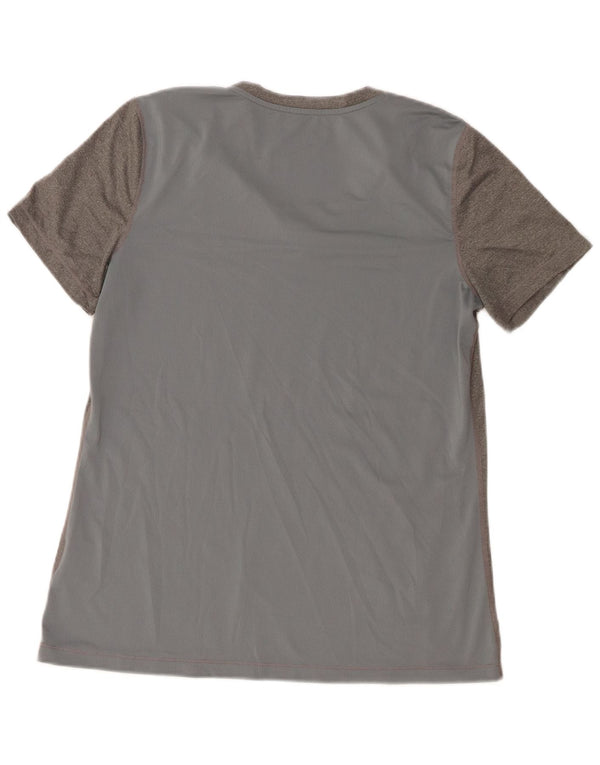 Nike Damen Dri Fit T-Shirt Top UK 14 Large Grau Polyester