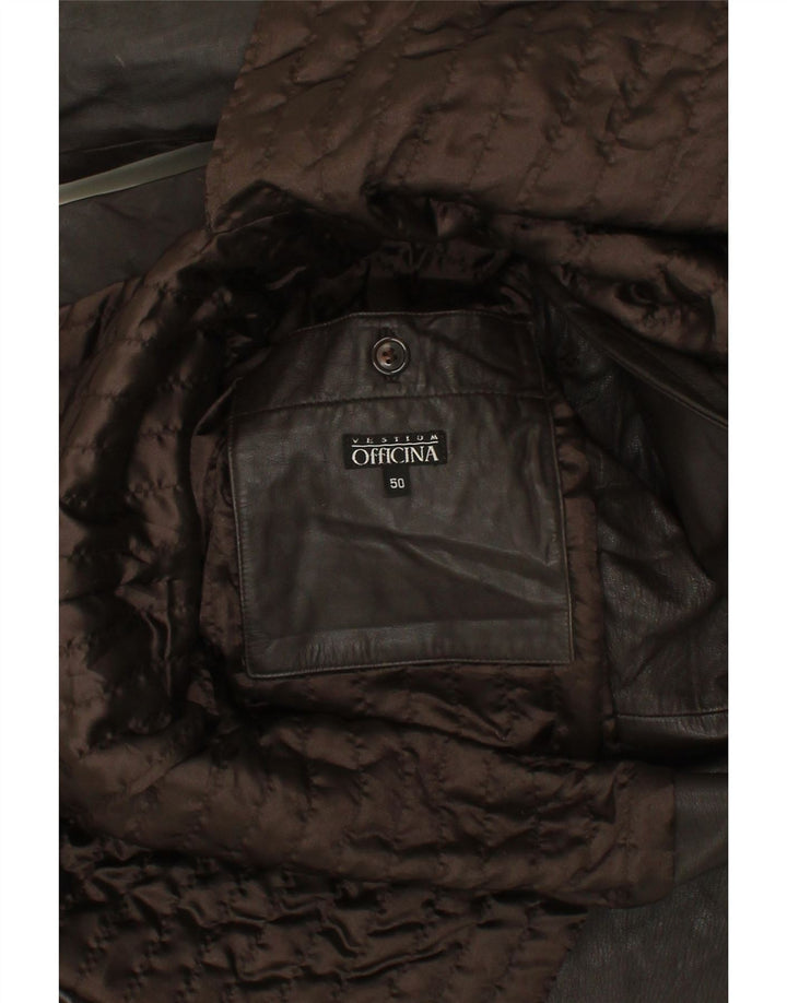 OFFICINA Womens Double Breasted Leather Coat IT 50 XL Brown Leather Vintage Officina and Second-Hand Officina from Messina Hembry 