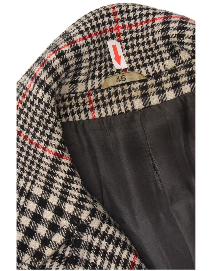 Vintage Womens Double Breasted Trench Coat IT 46 Large Grey Check