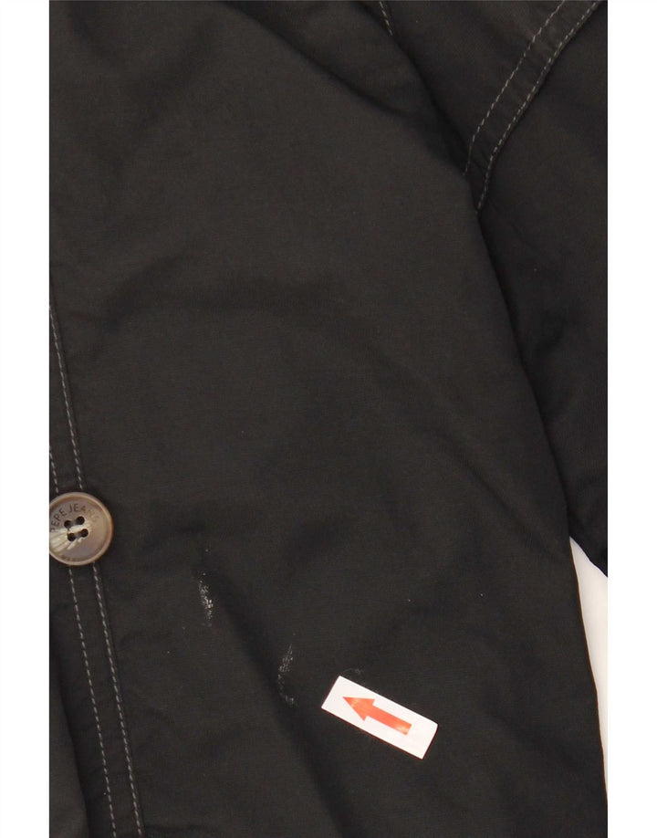PEPE Jeans Womens Trench Coat UK 10 Small Black Cotton