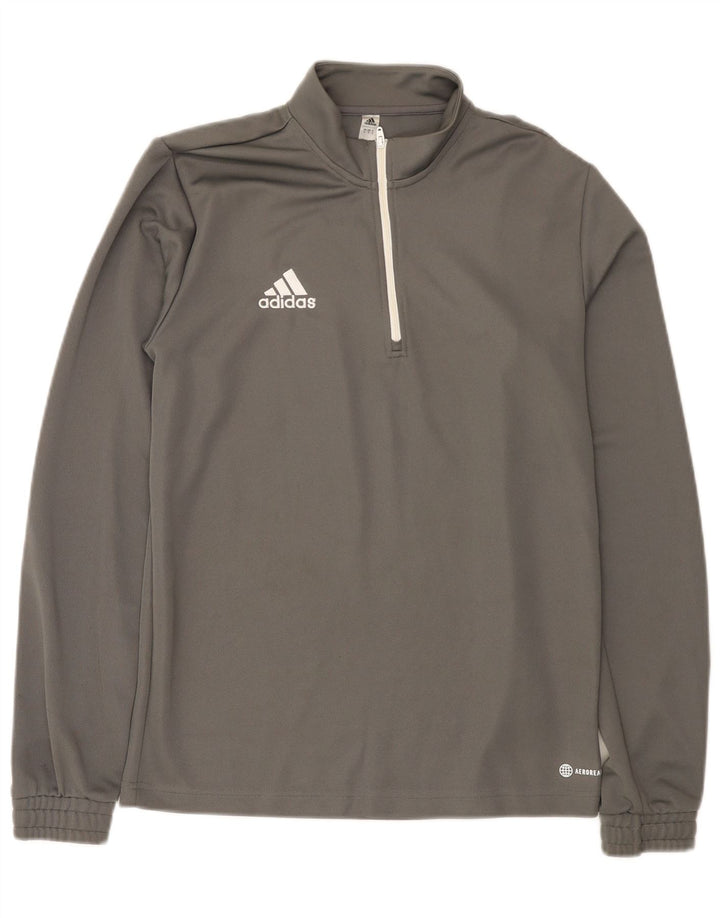Adidas Mens Aeroready Zip Neck Pullover Tracksuit Top Small Grey Polyester