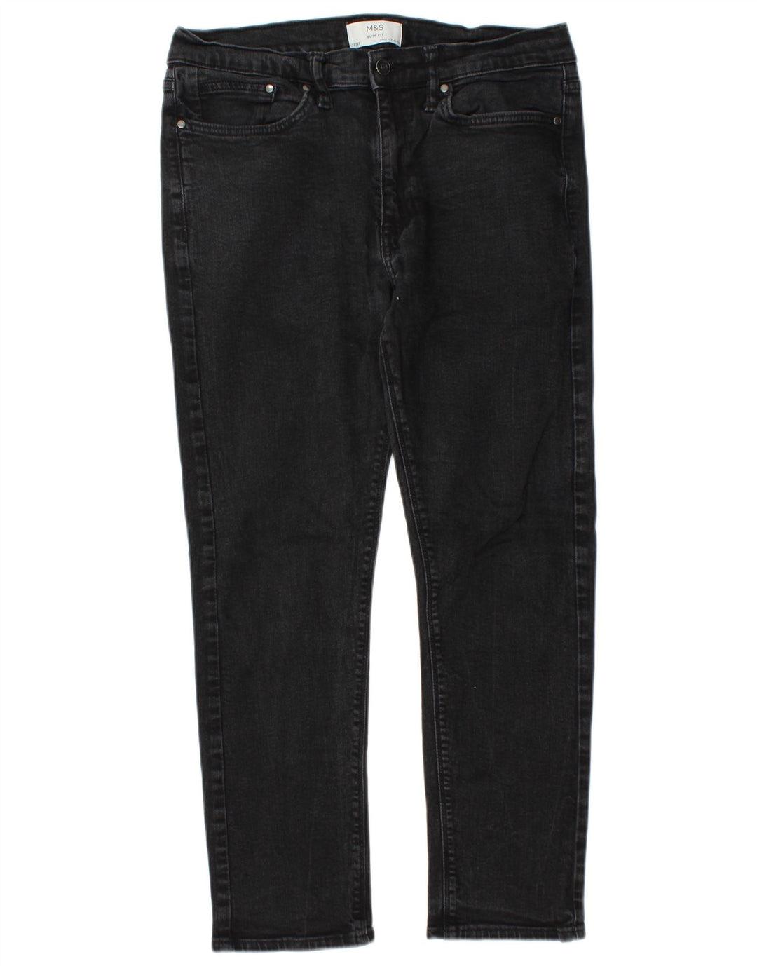 Marks & Spencer Herren Slim Jeans W32 L26 Schwarze Baumwolle