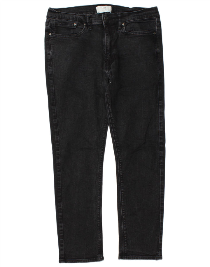 Marks & Spencer Herren Slim Jeans W32 L26 Schwarze Baumwolle