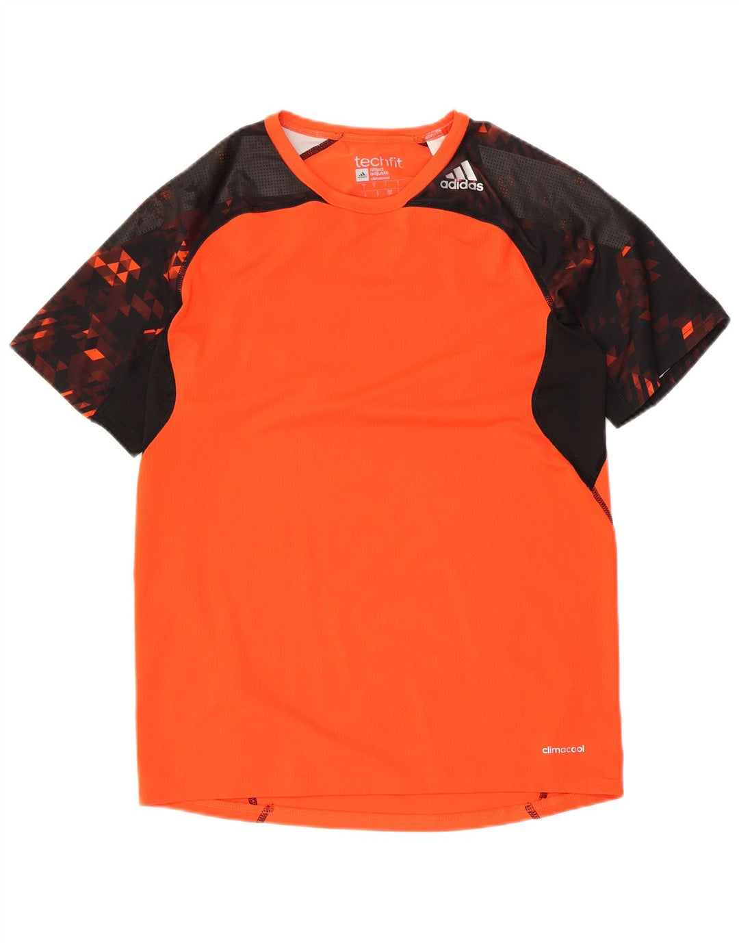 Adidas Mens Tech Fit T-Shirt Top Small Orange Colourblock Polyester