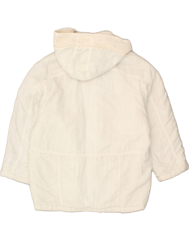 Giacca a vento con cappuccio da donna VINTAGE UK 14 poliammide bianco medio