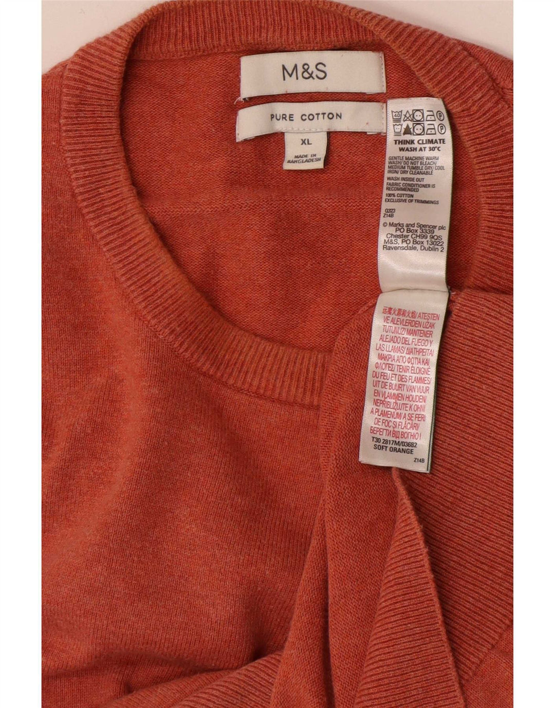 Marks & Spencer Herre sweater med rund hals XL Orange bomuld