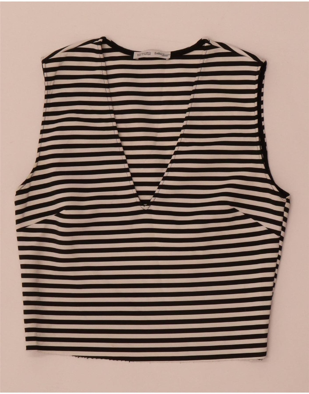 Zara Womens Sleeveless Crop Top UK 8 Small Black Striped