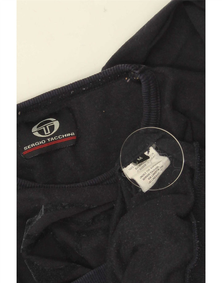 Sergio Tacchini Womens Crop Graphic Top Long Sleeve UK 12 Medium Navy Blue