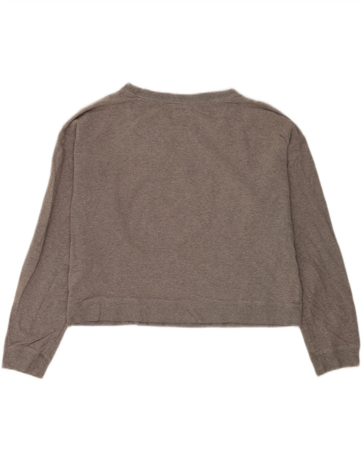 Jack Wills Womens Graphic Crop Sweatshirt Jumper UK 12 Medium Grey Cotton