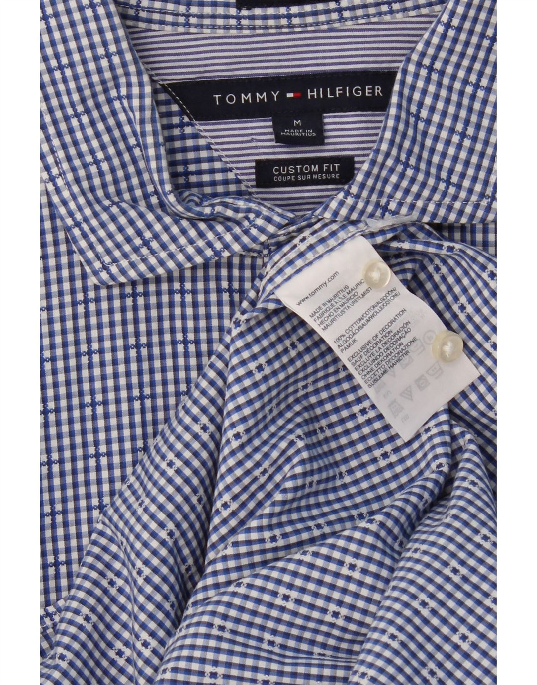 TOMMY HILFIGER Mens Custom Fit Shirt Medium Blue Check Cotton Vintage Tommy Hilfiger and Second-Hand Tommy Hilfiger from Messina Hembry 