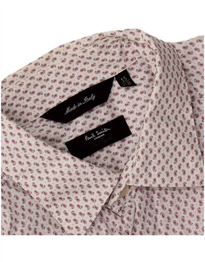 PAUL SMITH Mens Shirt Size 15 38 Medium White Paisley