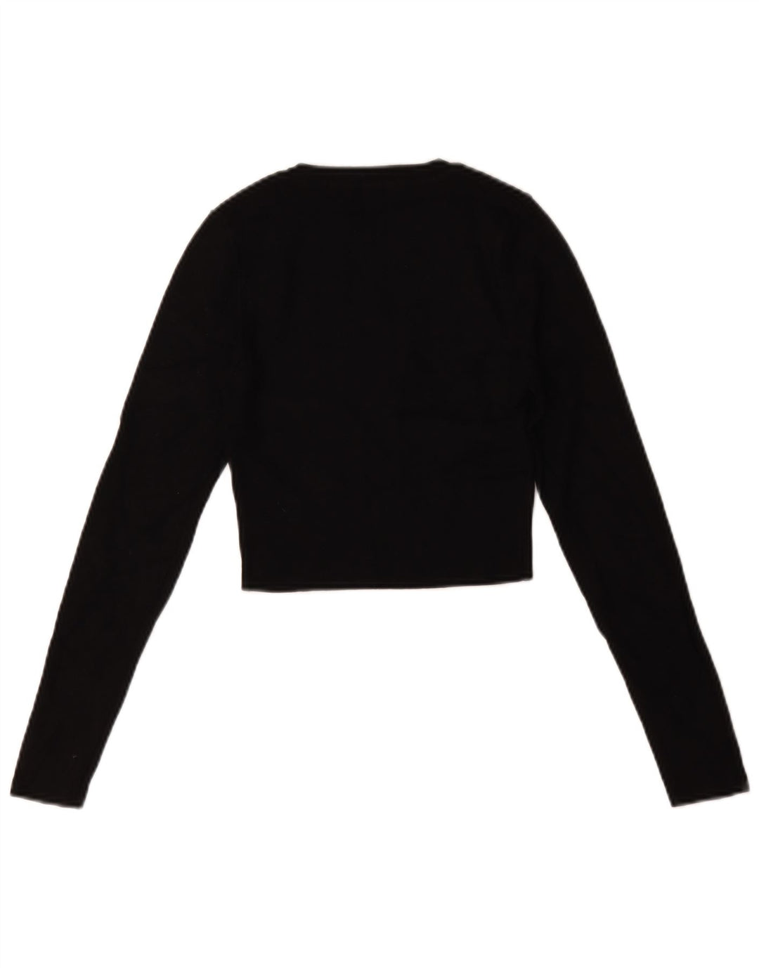 Zara Womens Crop Oversized Top Long Sleeve UK 10 Small Black Viscose