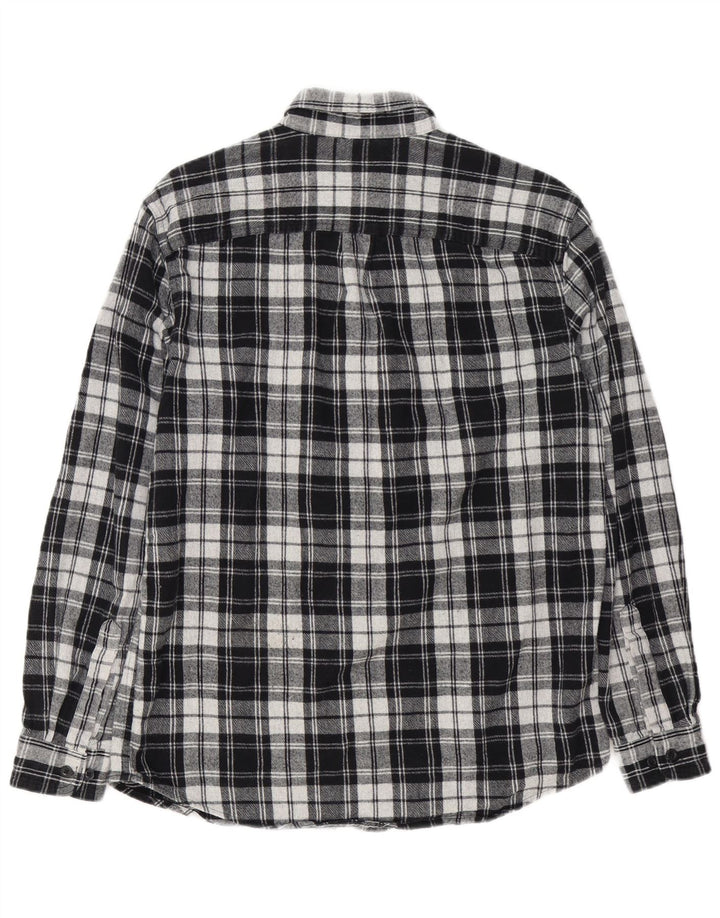 L.L.Bean Mens Slightly Fitted Flannel Shirt Medium Black Plaid Cotton